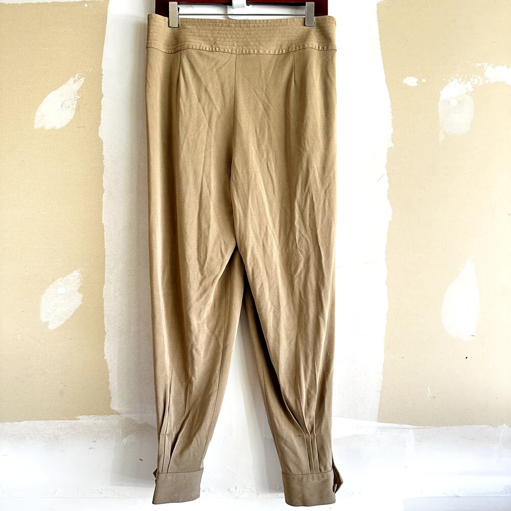 Ralph Lauren Trouser Pants Leather Belt Detail Cuff Hem Pocket Viscose Khaki 8 - Picture 6 of 6